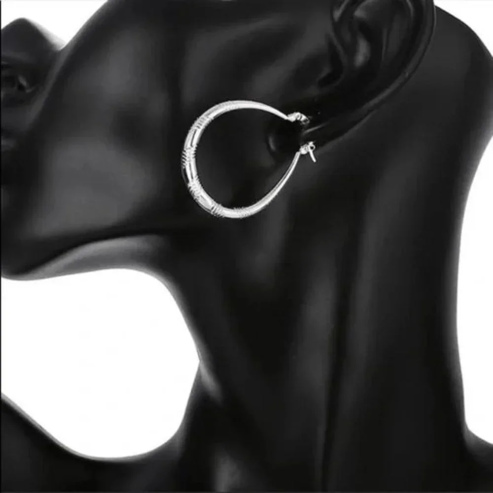 925 STERLING SILVER HOOP EARRINGS, NICE EARRINGS, CUTE EARRINGS - Picture 5 of 6